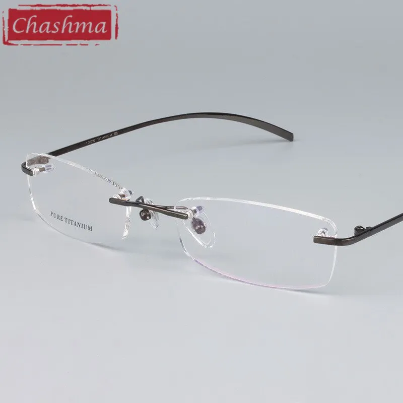 Chashma Ottica Unisex Rimless Rectangle Titanium Eyeglasses 1028