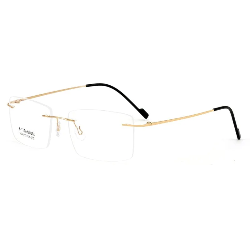 Chashma Ottica Unisex Rimless Square Rectangle Titanium Eyeglasses 763