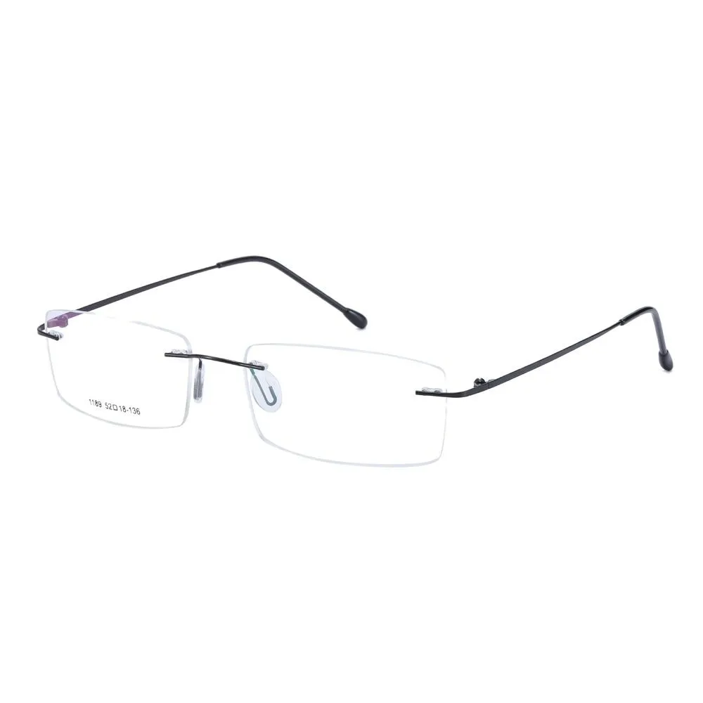 Chashma Ottica Unisex Rimless Square Rectangle Titanium Eyeglasses 763