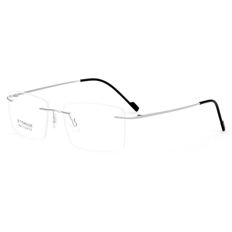 Chashma Ottica Unisex Rimless Square Rectangle Titanium Eyeglasses 763