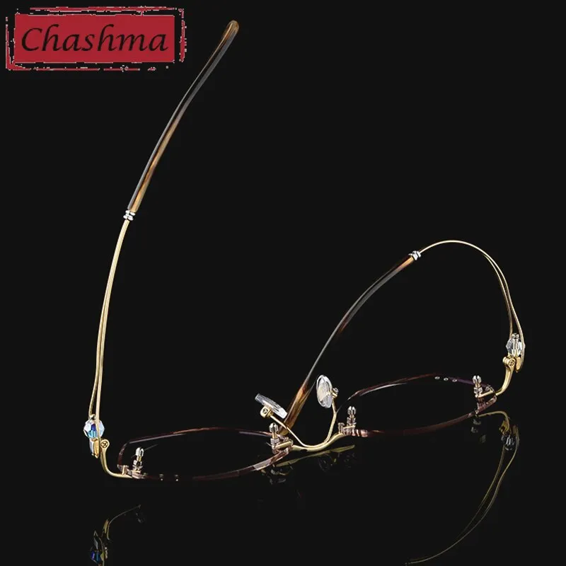 Chashma Ottica Women's Rimless Oval Square Titanium Eyeglasses Tinted Lenses 1337