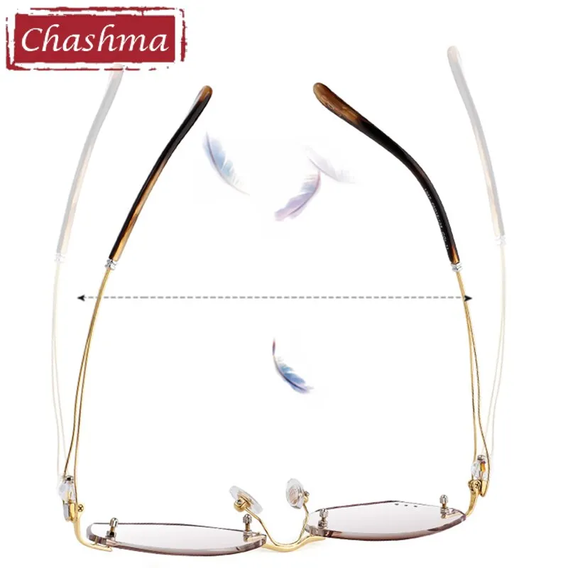 Chashma Ottica Women's Rimless Oval Square Titanium Eyeglasses Tinted Lenses 1337