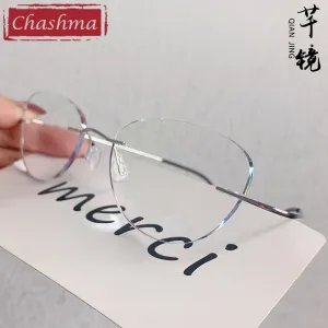 Chashma Unisex Rimless Square Cat Eye 2g Titanium Eyeglasses 6074-2