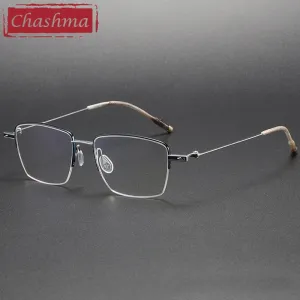 Chashma Unisex Semi Rim Small Square 9g Titanium Eyeglasses 2007