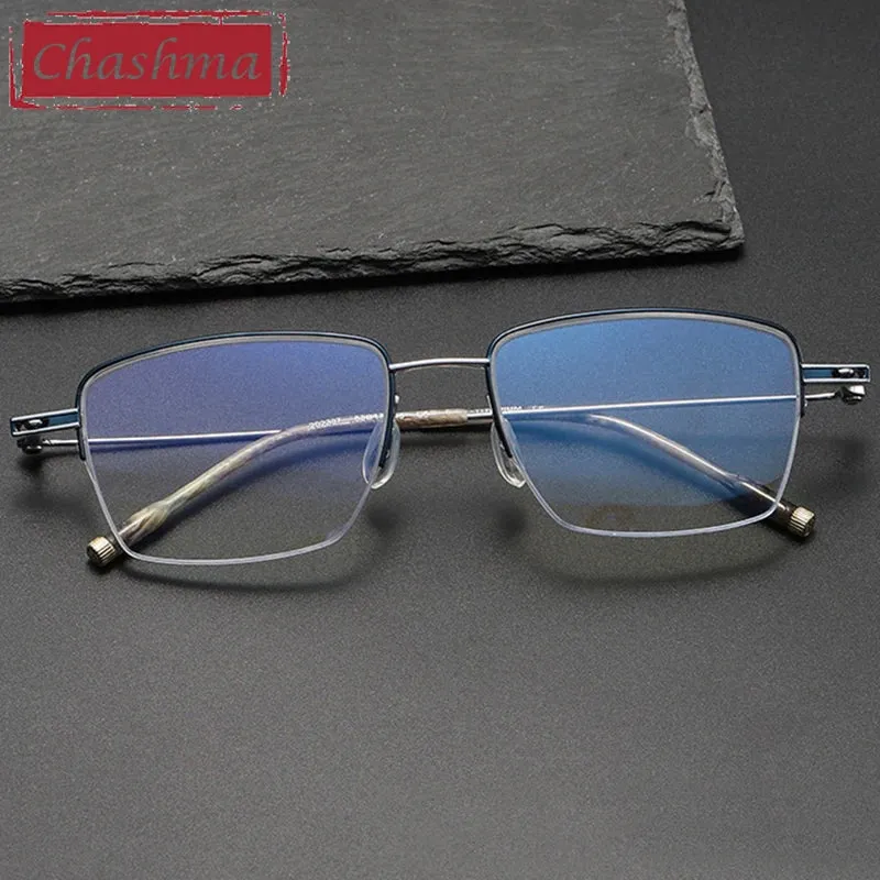 Chashma Unisex Semi Rim Small Square 9g Titanium Eyeglasses 2007