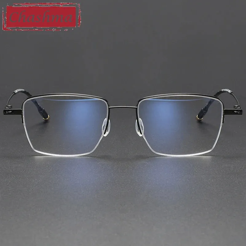 Chashma Unisex Semi Rim Small Square 9g Titanium Eyeglasses 2007