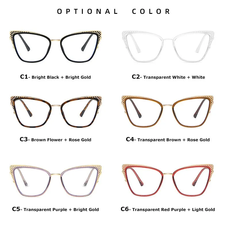 Chashma Women's Full Rim Cat Eye TR 90 Titanium Frame Eyeglasses 1525