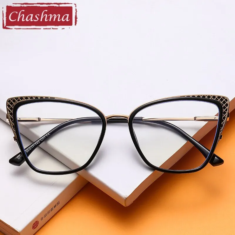 Chashma Women's Full Rim Cat Eye TR 90 Titanium Frame Eyeglasses 1525