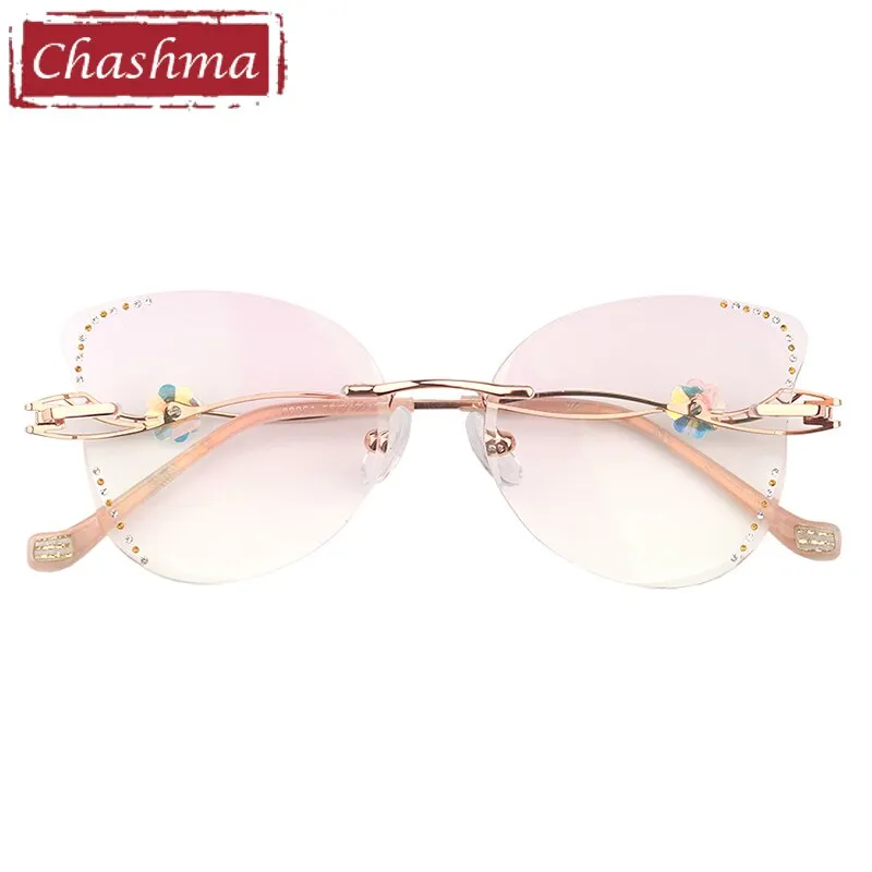 Chashma Women's Rimless Butterfly Titanium Rhinestone Eyeglasses 88061