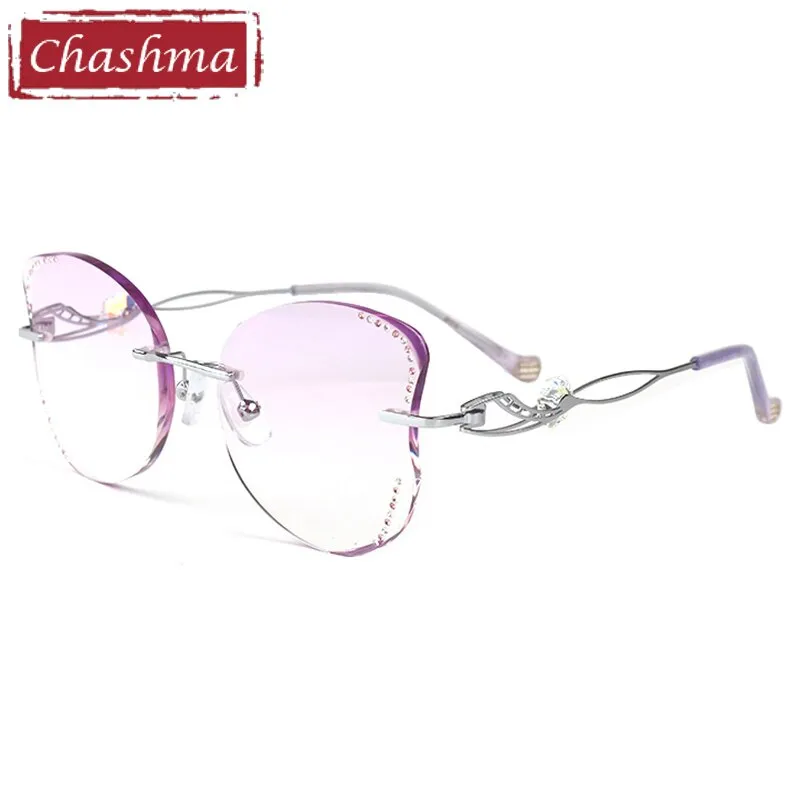 Chashma Women's Rimless Butterfly Titanium Rhinestone Eyeglasses 88061