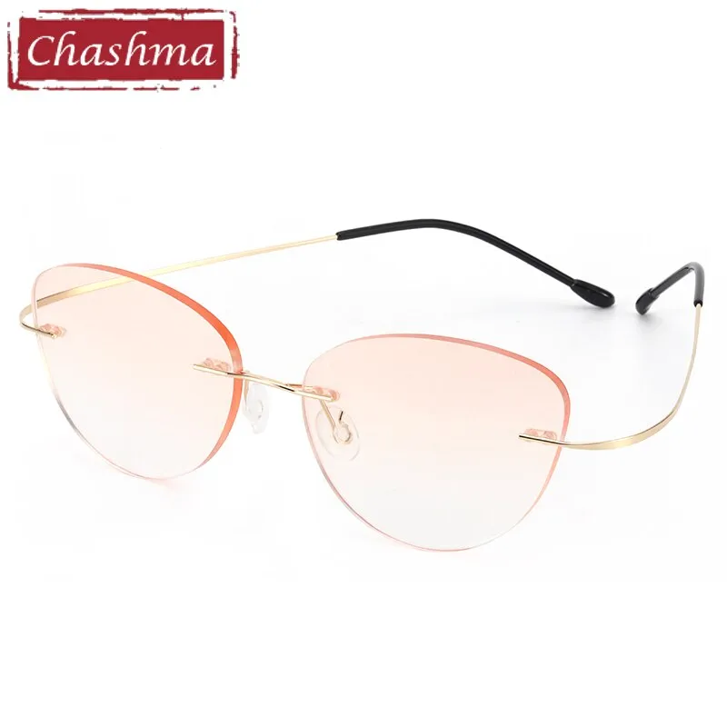Chashma Women's Rimless Cat Eye Titanium Eyeglasses 6074-2c