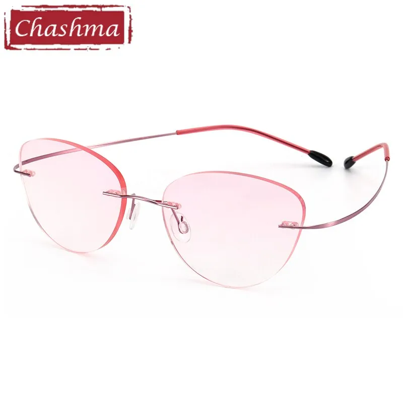 Chashma Women's Rimless Cat Eye Titanium Eyeglasses 6074-2c