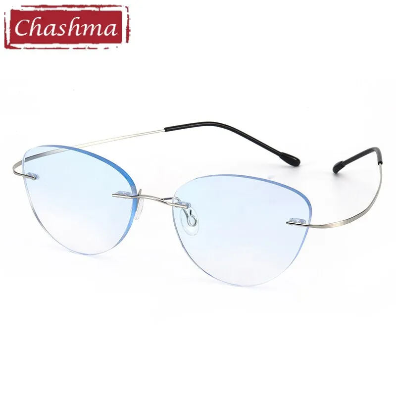Chashma Women's Rimless Cat Eye Titanium Eyeglasses 6074-2c