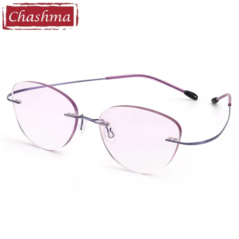 Chashma Women's Rimless Cat Eye Titanium Eyeglasses 6074-2c