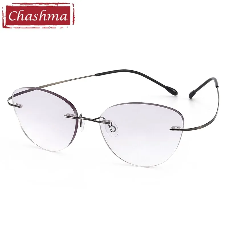 Chashma Women's Rimless Cat Eye Titanium Eyeglasses 6074-2c