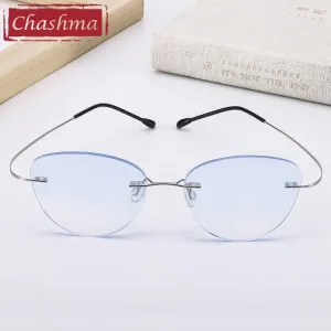 Chashma Women's Rimless Cat Eye Titanium Eyeglasses 6074-2c
