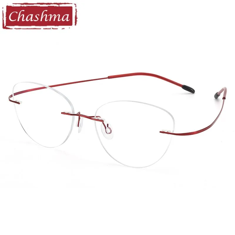 Chashma Women's Rimless Cat Eye Titanium Eyeglasses 6074-2c
