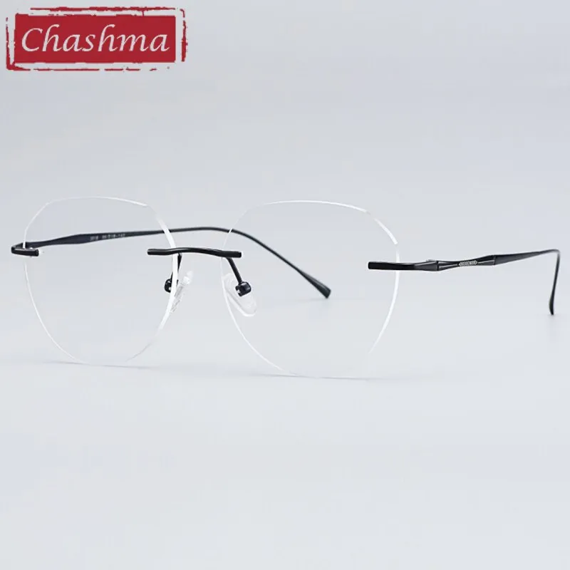 Chashma Women's Rimless Diamond Cut Titanium Round Frame Eyeglasses 3018