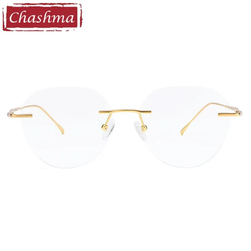 Chashma Women's Rimless Diamond Cut Titanium Round Frame Eyeglasses 3018