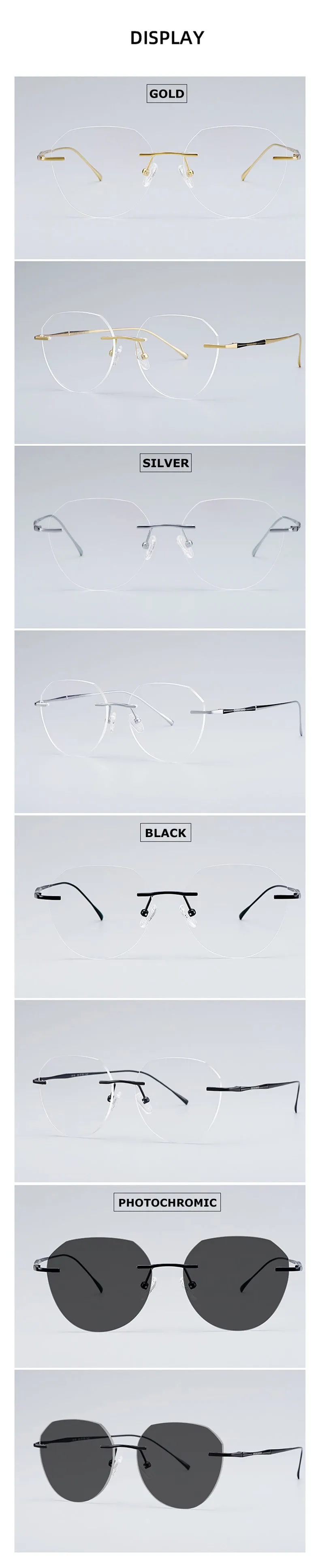Chashma Women's Rimless Diamond Cut Titanium Round Frame Eyeglasses 3018