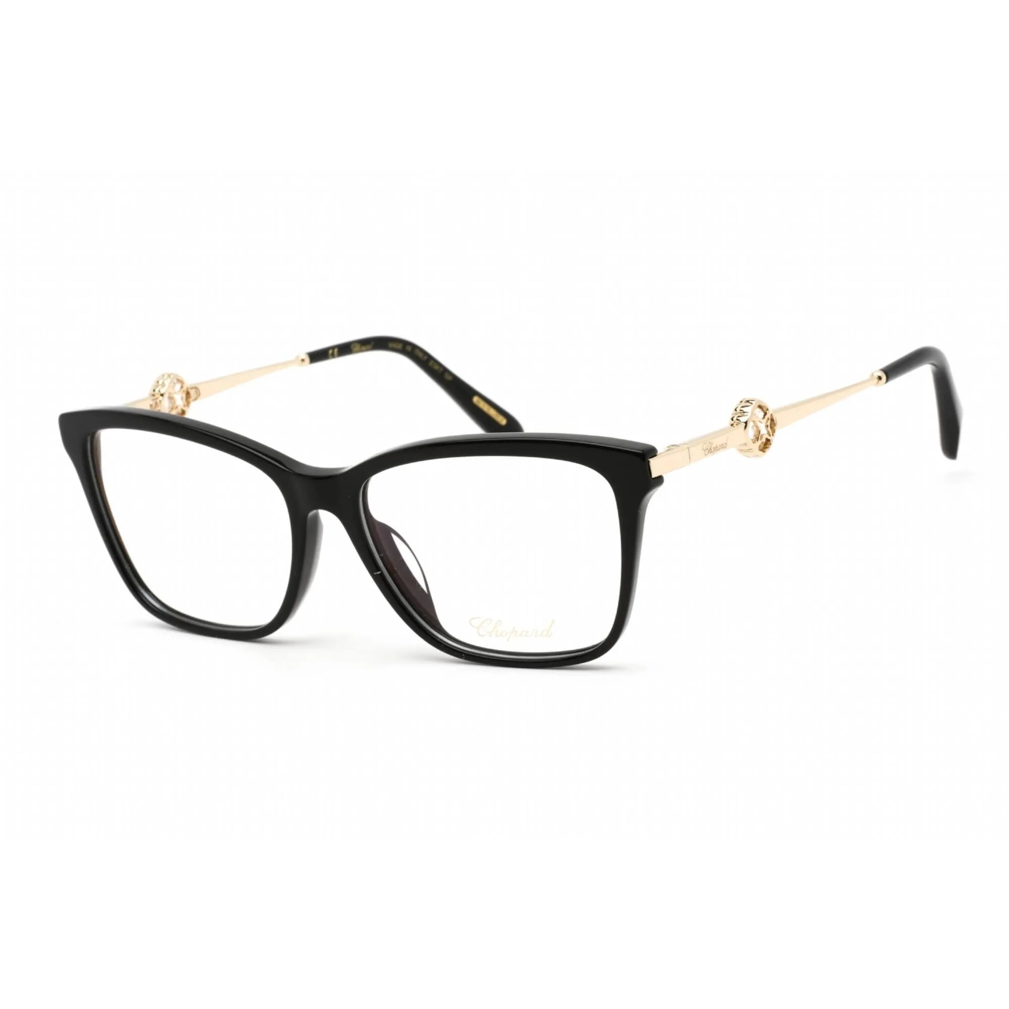 Chopard Women's Eyeglasses - Shiny Black/Gold Cat Eye Plastic Frame | VCH318S 0700