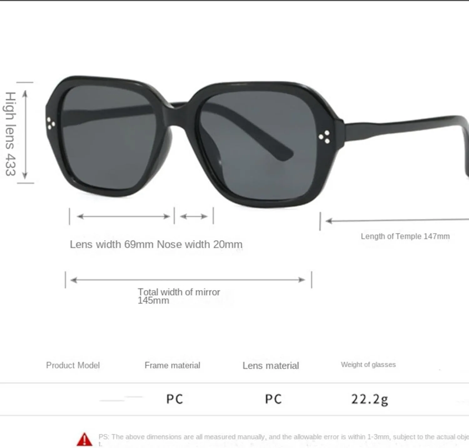 Classic Big Sunglasses Men Fashion Mirror Black Sun Glasses Unisex Vintage Driving Shades Uv400