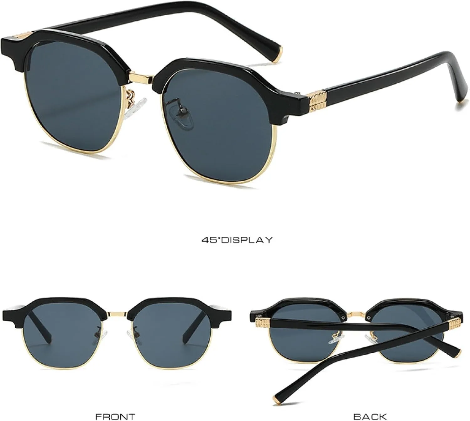 Classic Half Frame Sunglasses Men Oval Shades Sun Glasses Female Vintage Eyewear Women Uv400