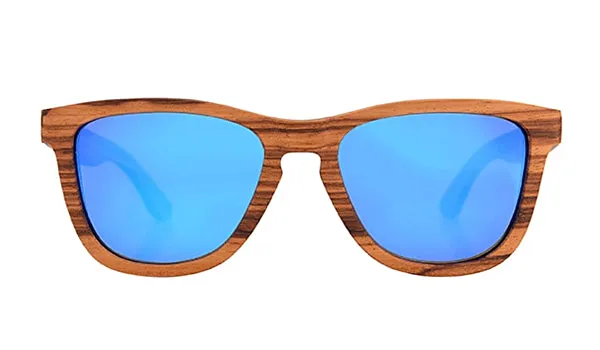Classy Men Blue Polarized Bamboo Wood Sunglasses
