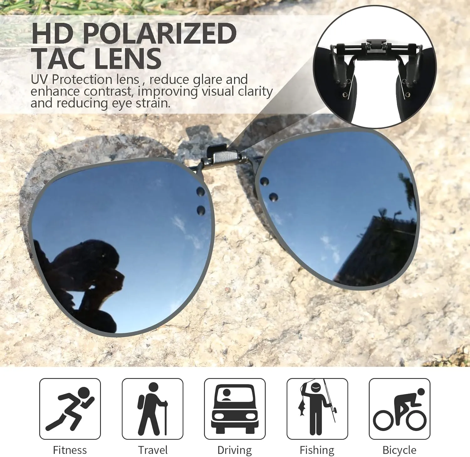 Clip on Sunglasses Over Prescription Glasses Polarized Anti Glare Flip Up UV Protection Glasses For Men Women