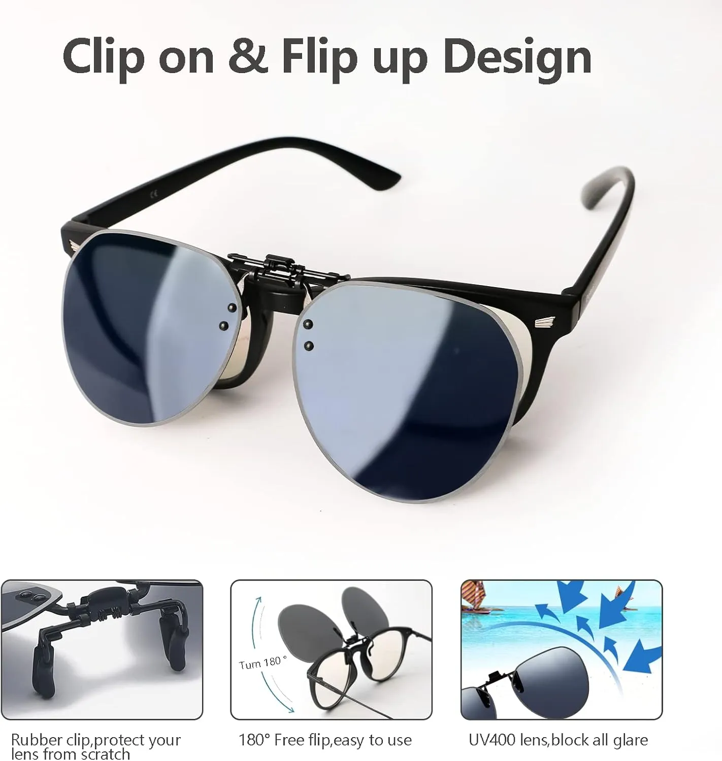 Clip on Sunglasses Over Prescription Glasses Polarized Anti Glare Flip Up UV Protection Glasses For Men Women