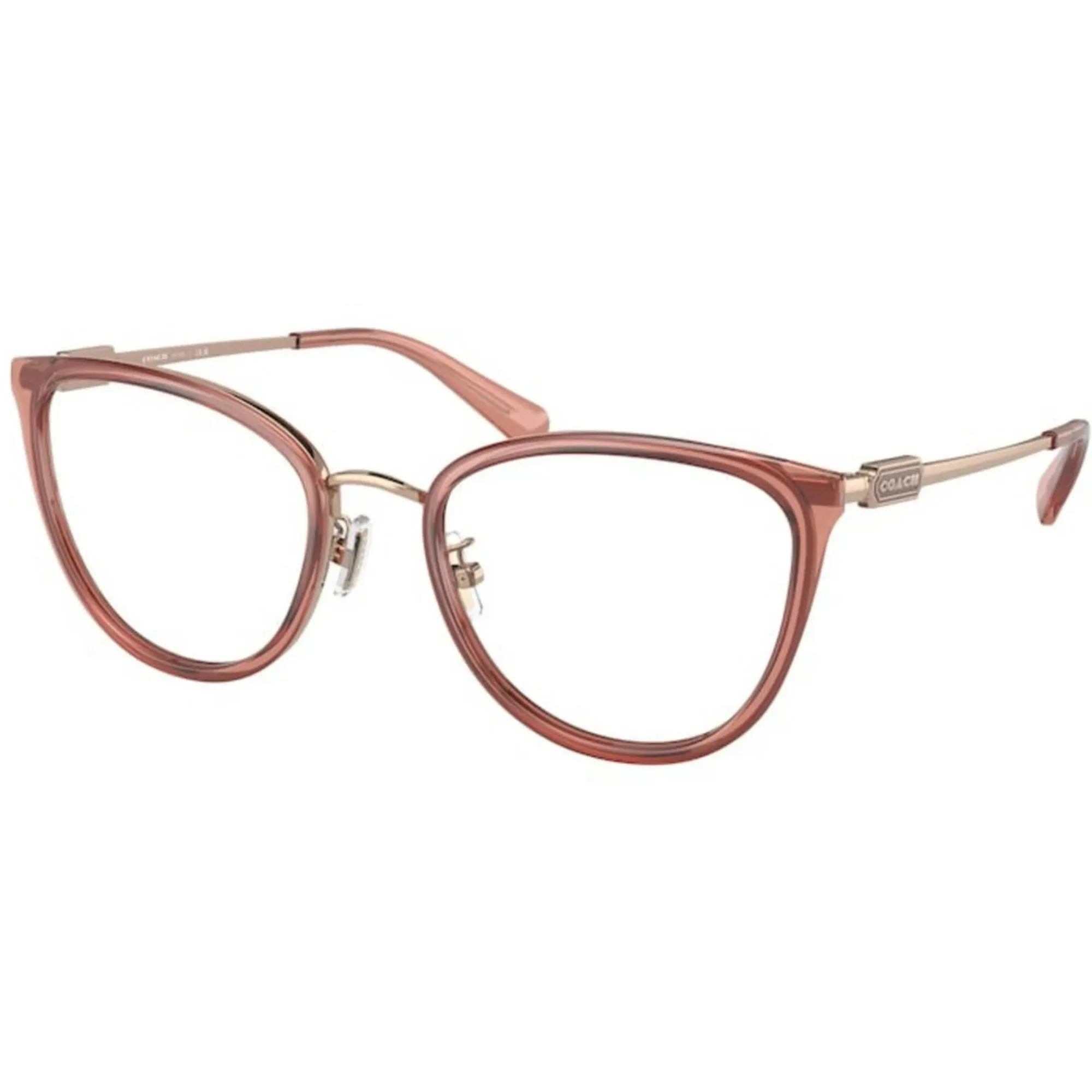 Coach Women's Eyeglasses - Shiny Rose Gold / Transparent Metal Cat Eye | 5146 9415