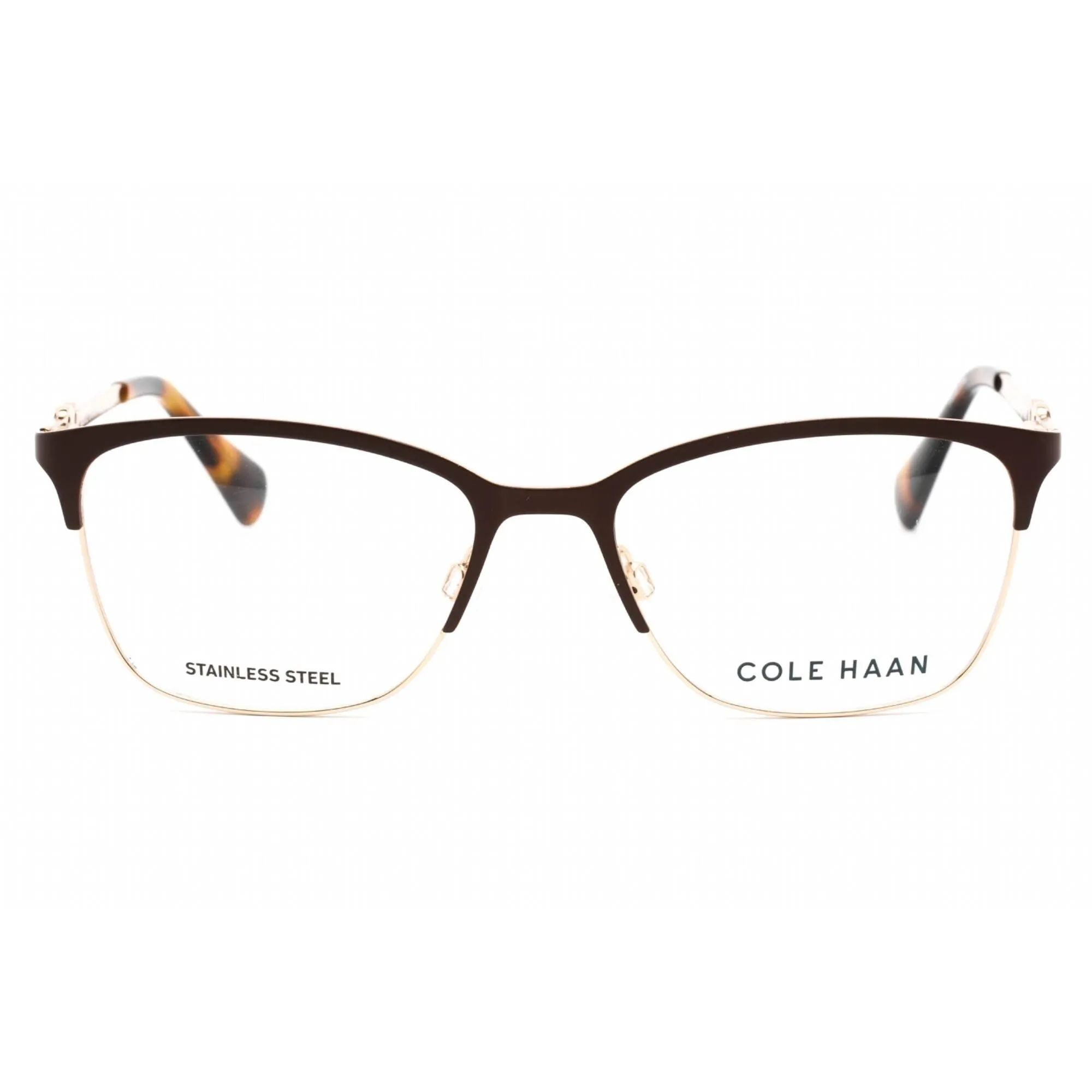 Cole Haan Men's Eyeglasses - Brown Rectangular Metal Frame Clear Lens | CH5009 210