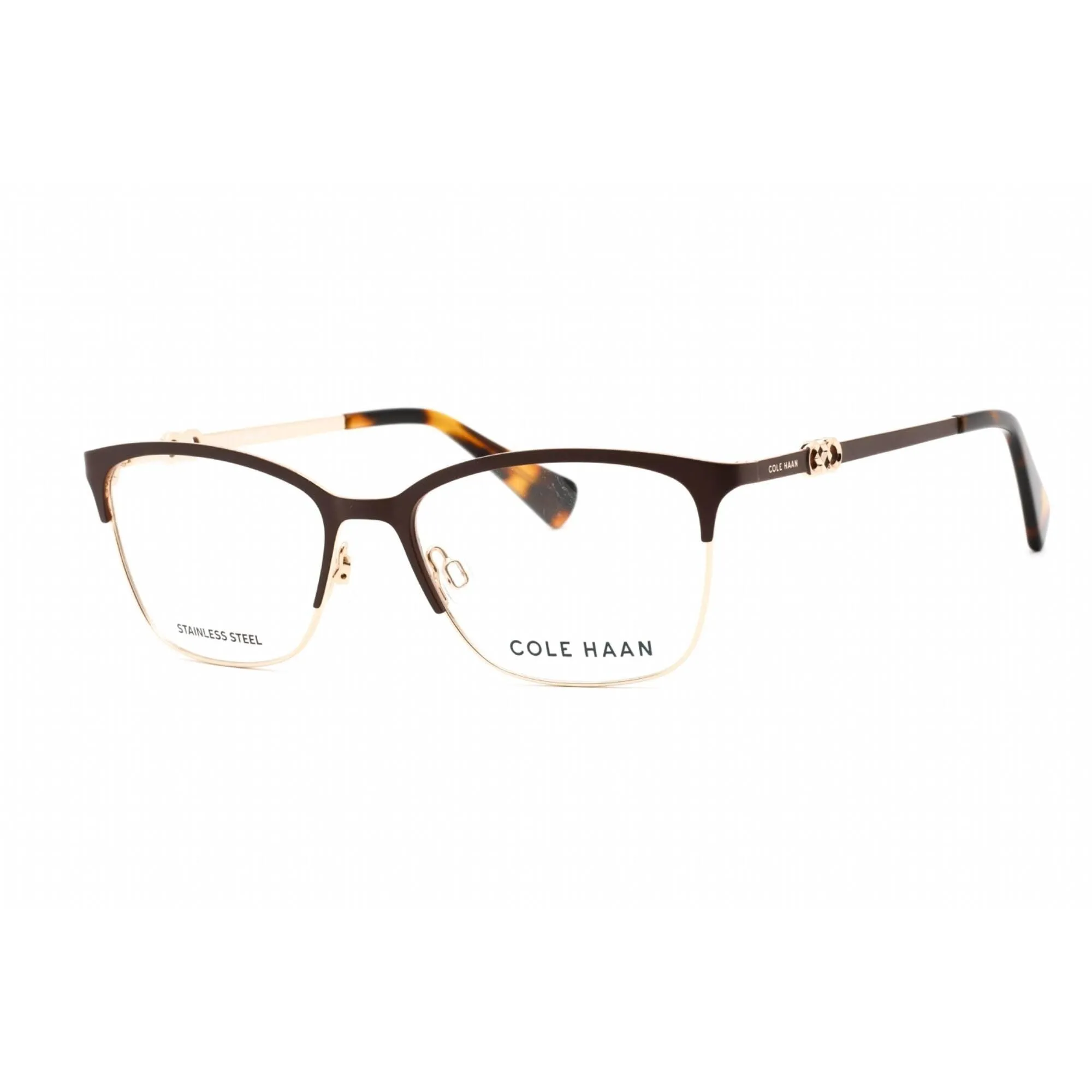 Cole Haan Men's Eyeglasses - Brown Rectangular Metal Frame Clear Lens | CH5009 210