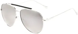 Color Mirror Curved Lens Plastic Top Bar Metal Frame Aviator Sunglasses