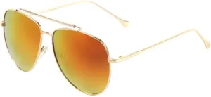 Color Mirror Curved Lens Plastic Top Bar Metal Frame Aviator Sunglasses
