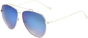 Color Mirror Curved Lens Plastic Top Bar Metal Frame Aviator Sunglasses