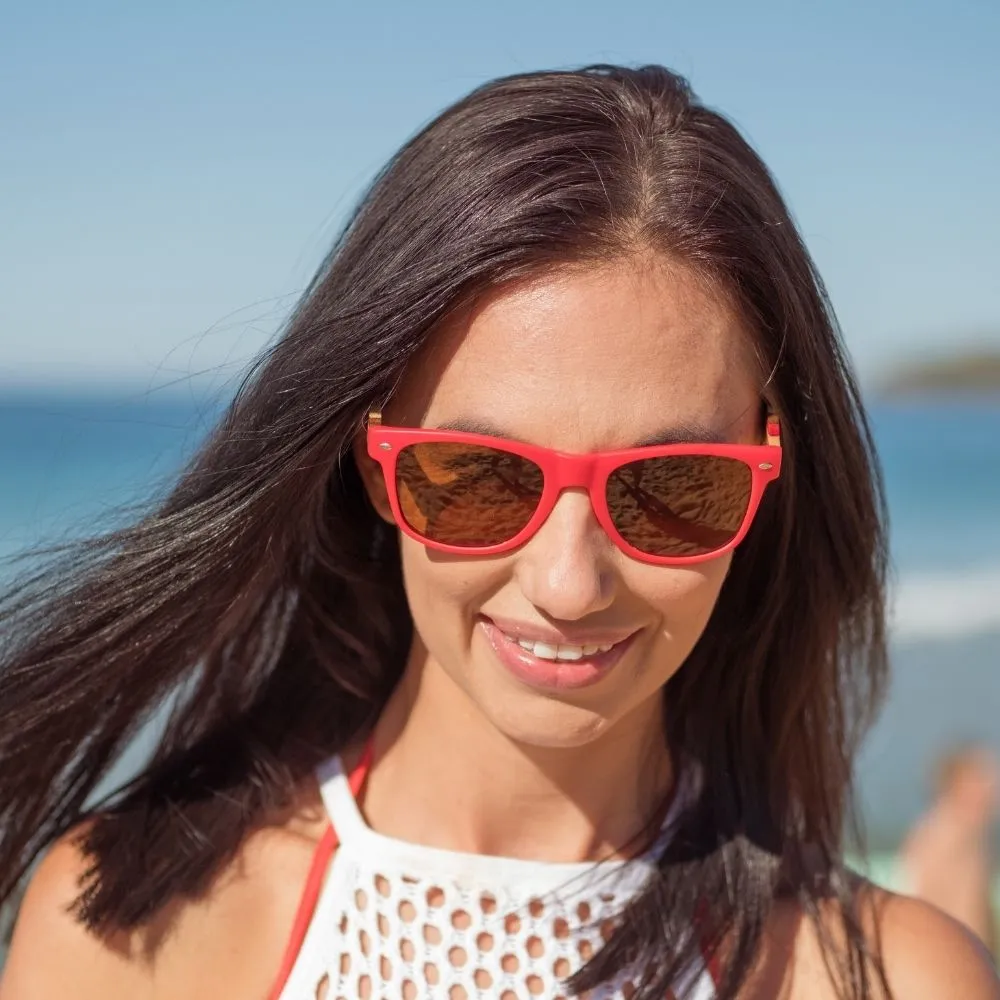 COTTESLOE Brown Polarised Lens l  Red Striped Bamboo Arms