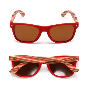COTTESLOE Brown Polarised Lens l  Red Striped Bamboo Arms