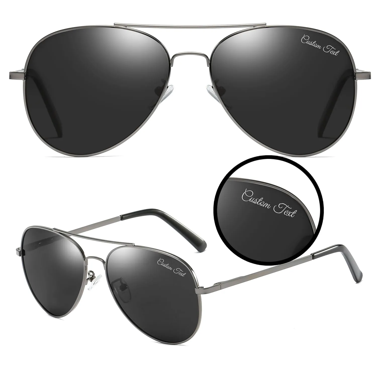 Custom Personalized Classic Aviator Sunglasses for Men Polarized Lens, UV Protection, Metal Frame, Driving/Travel/Stroll Glasses,Vintage Retro Style (3)