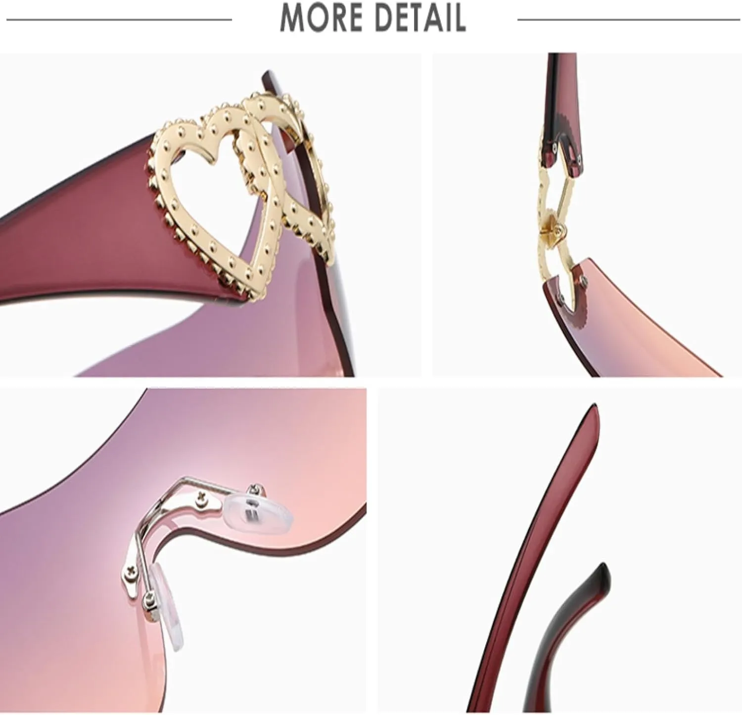 Cycling Rimless Sunglasses for Women Men Trendy Gradient Wrap Around Punk One Piece Fashion