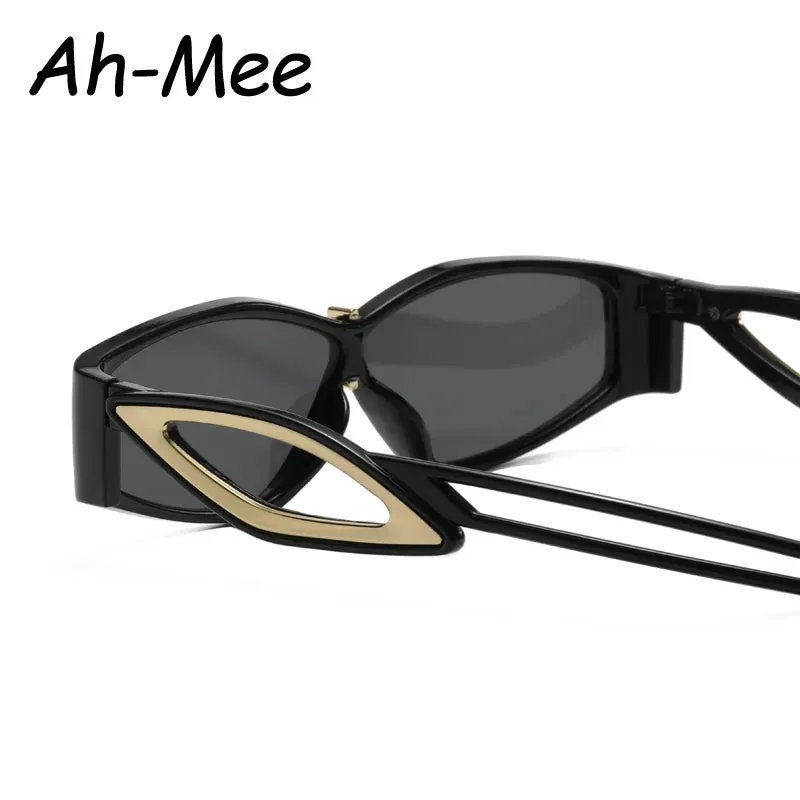 Cycling Sunglasses Women Men Fashion Metal Polygon Sun Glasses Men Retro Black Leopard Punk Hip Hop Small Eyewear Shades UV400