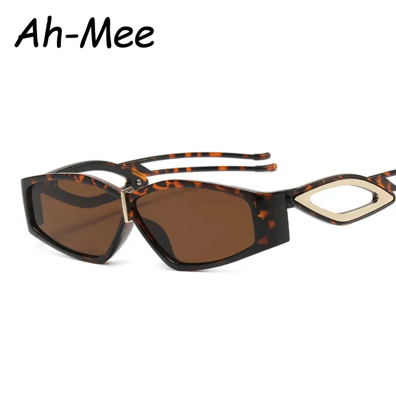 Cycling Sunglasses Women Men Fashion Metal Polygon Sun Glasses Men Retro Black Leopard Punk Hip Hop Small Eyewear Shades UV400