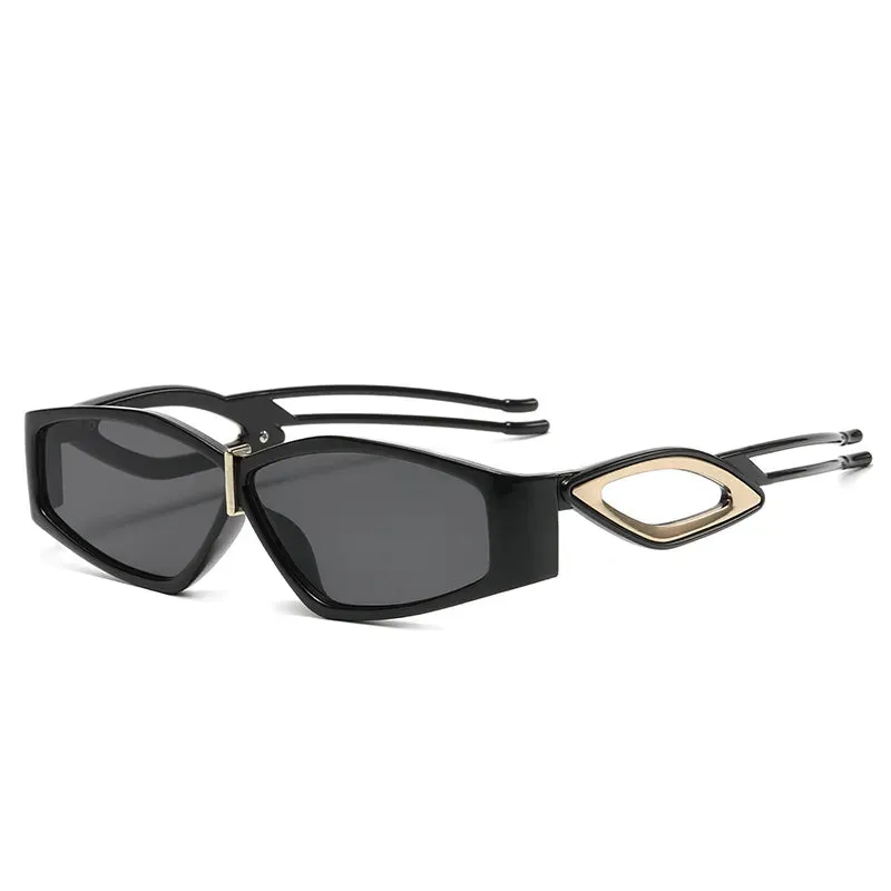 Cycling Sunglasses Women Men Fashion Metal Polygon Sun Glasses Men Retro Black Leopard Punk Hip Hop Small Eyewear Shades UV400
