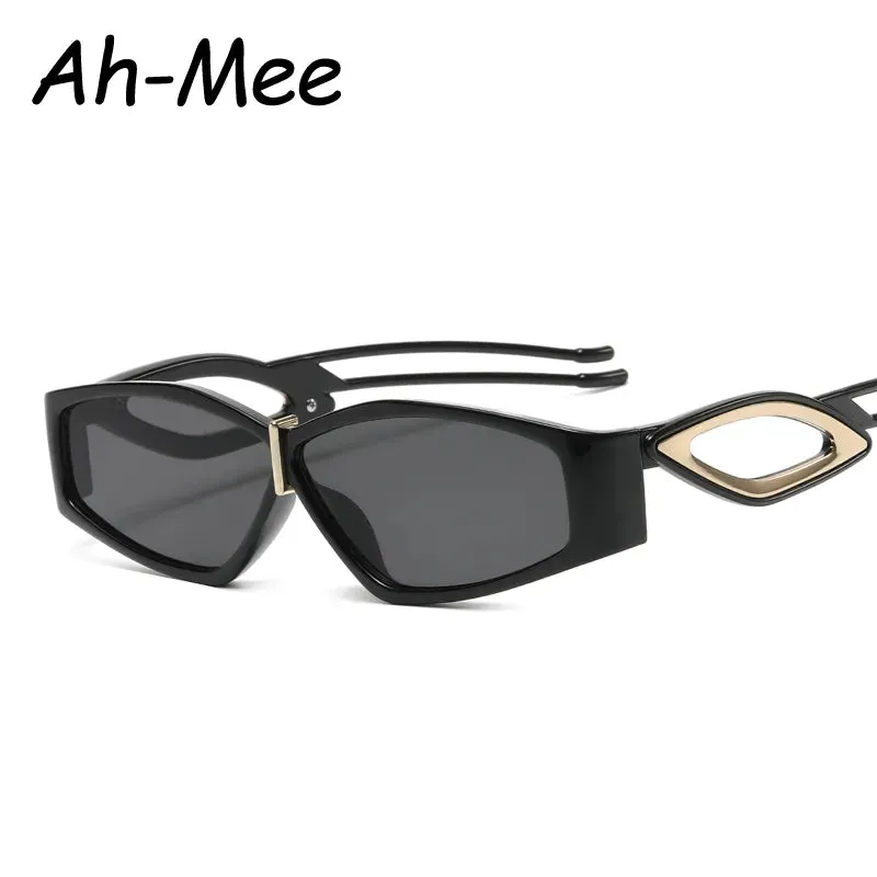 Cycling Sunglasses Women Men Fashion Metal Polygon Sun Glasses Men Retro Black Leopard Punk Hip Hop Small Eyewear Shades UV400