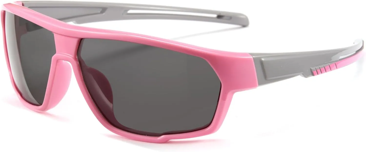 Cyxus Polarized Sports Sunglasses for Kids UV400 Protection Wrap-around Sports Glasses for Boys Girls Running Cycling