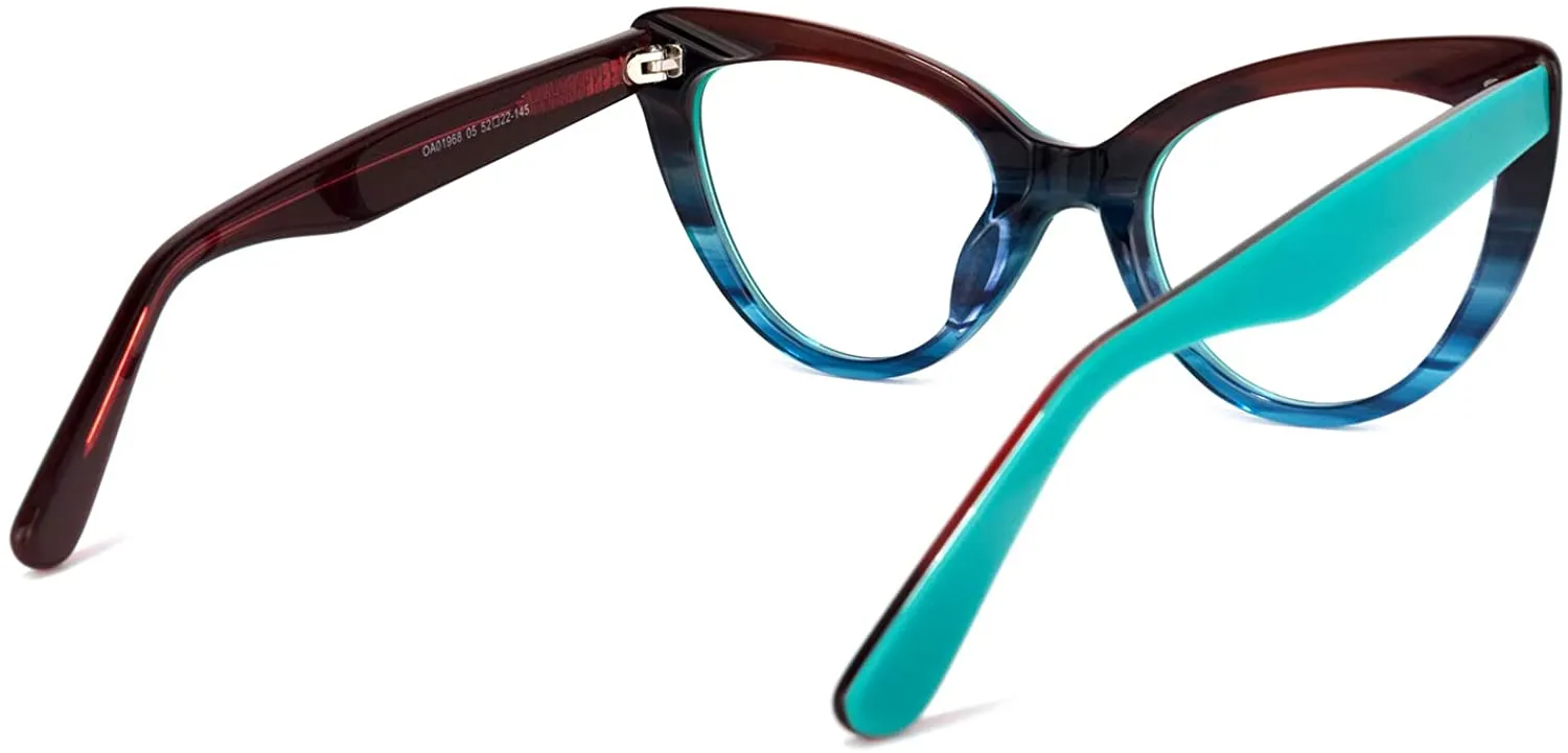 Dark Green Anti Reflective Clear Lens Temple Square Eyeglasses