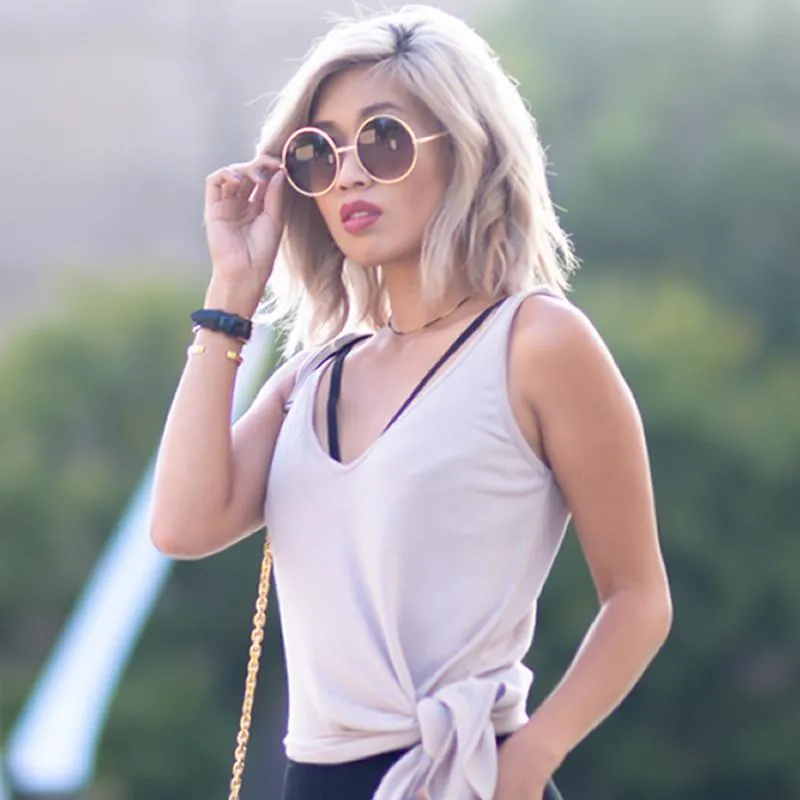 Designer Medium Round Metal Fashion Sunglasses 8570