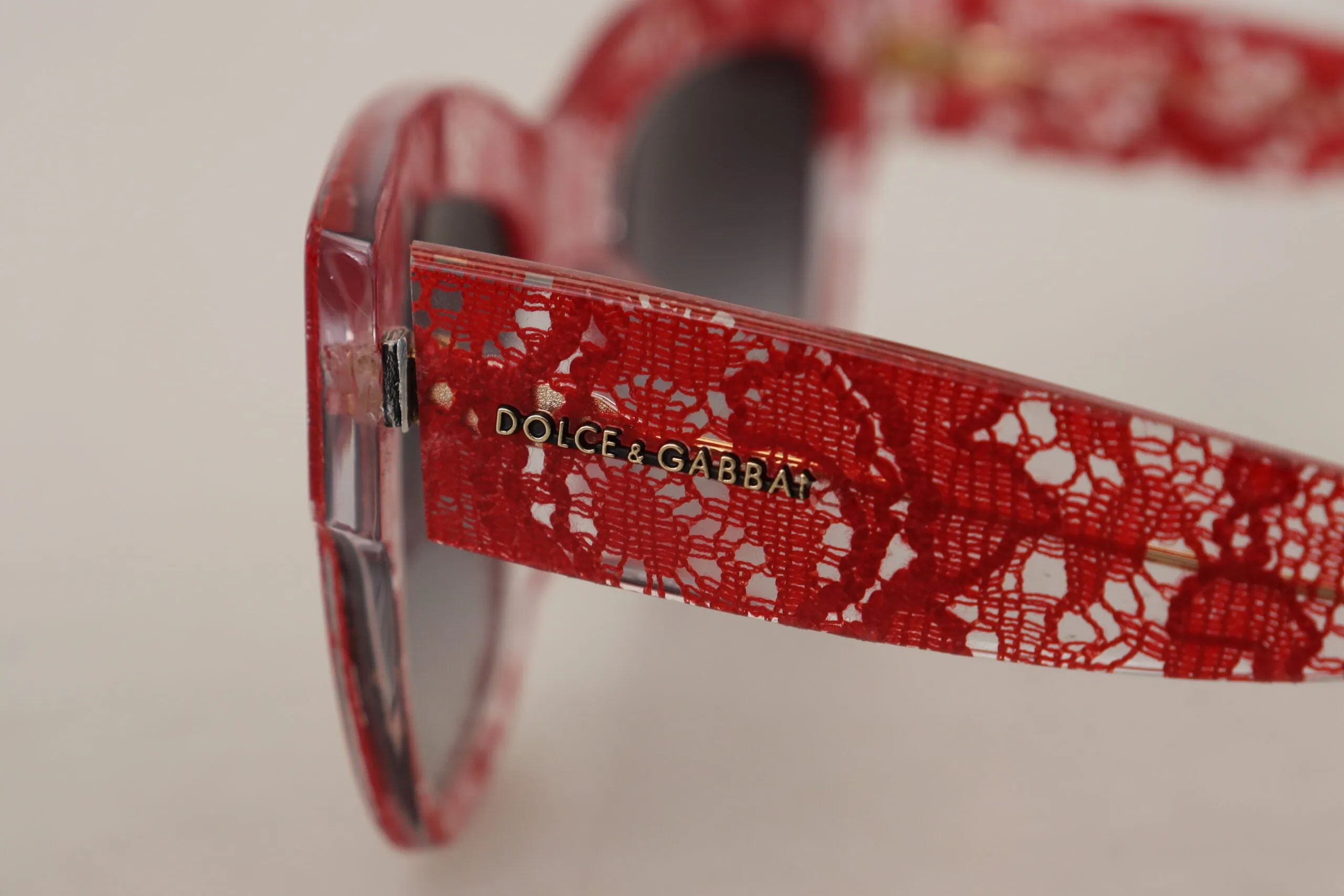 Dolce & Gabbana Elegant Red Lace Detail Sunglasses