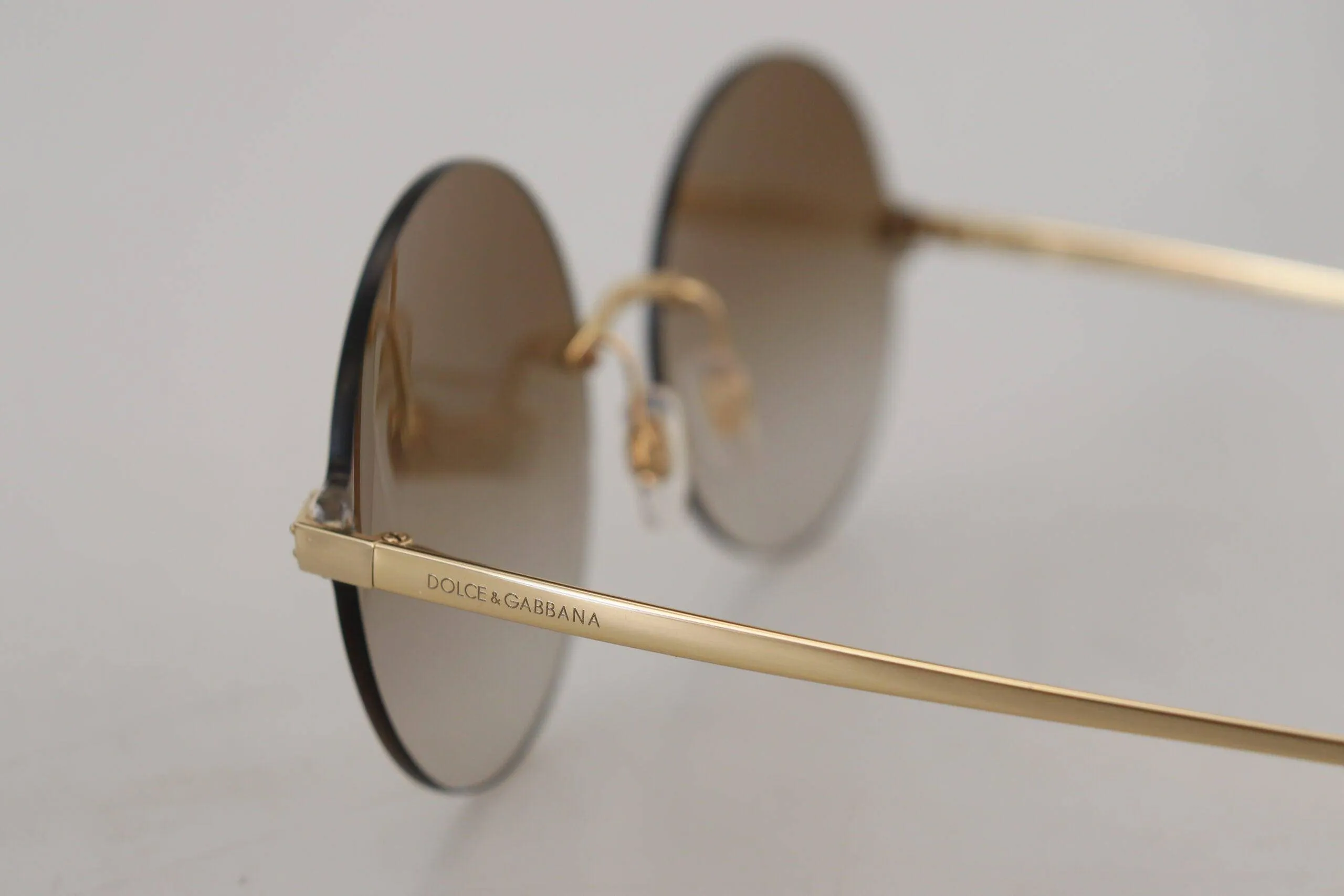 Dolce & Gabbana Gold DG2228 Women Round Gradient Lenses Sunglasses