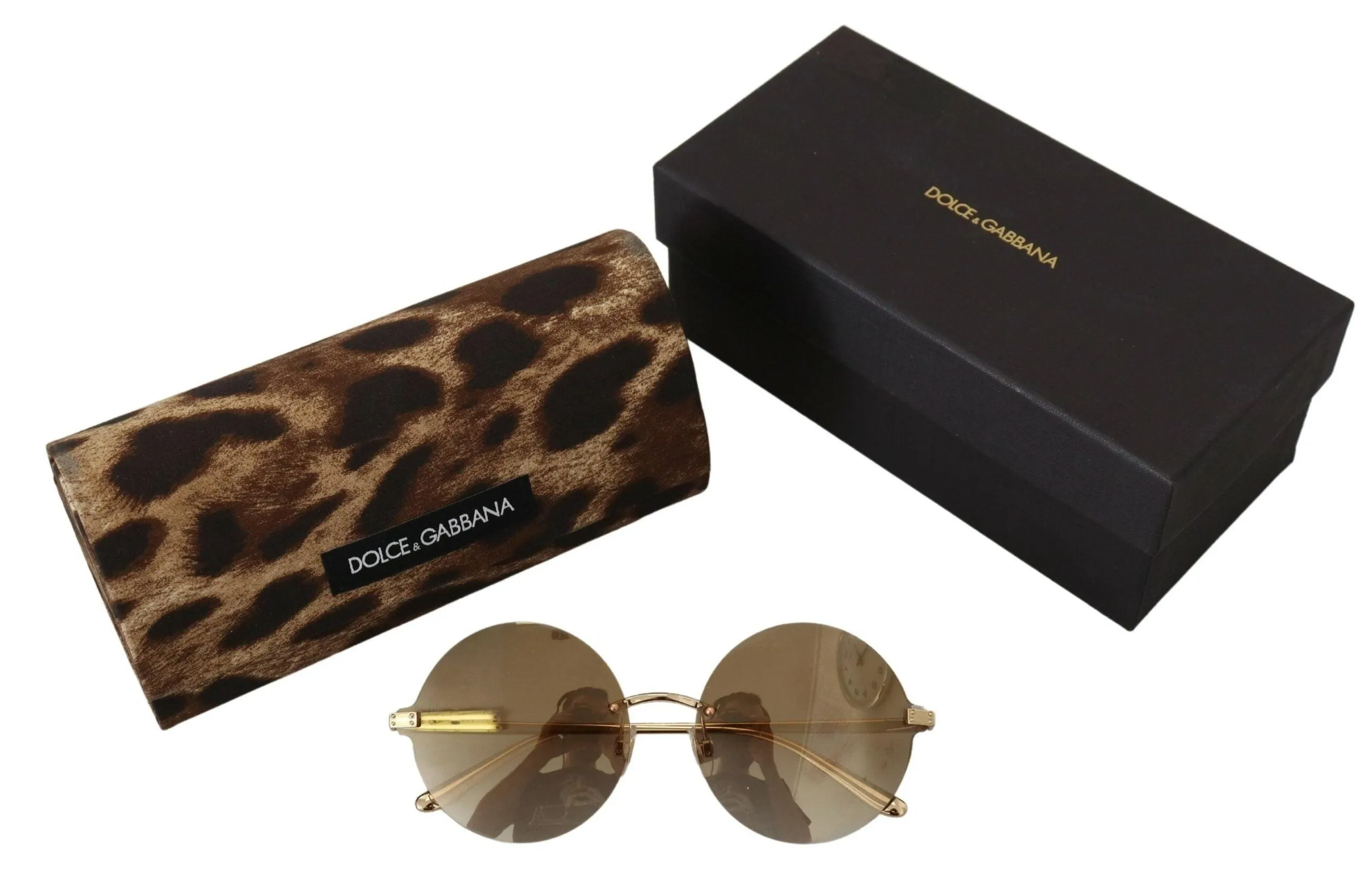Dolce & Gabbana Gold DG2228 Women Round Gradient Lenses Sunglasses